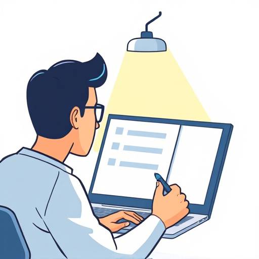 Un'illustrazione stilizzata di una persona che compila un modulo di contatto online.